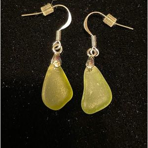 Silver and green earrings